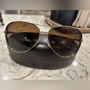 Michael Kors Gold and Brown Aviator Sunglasses